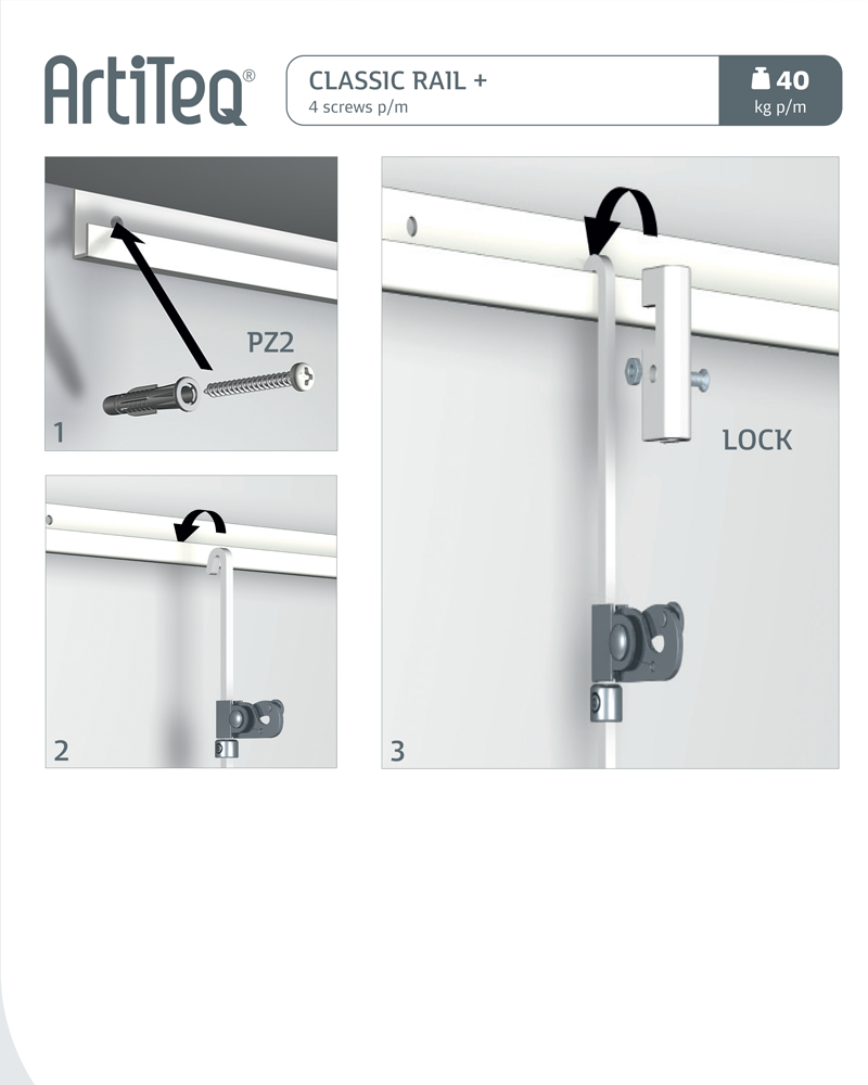 Classic Rail + ZAVESNÝ SYSTÉM hliník 200 - 300 cm – Obrázok 7