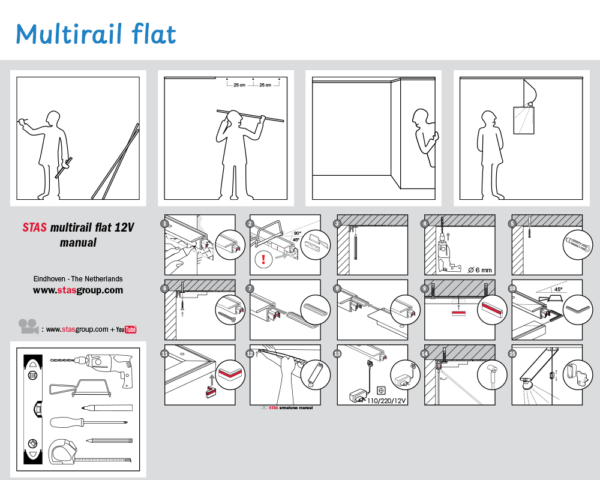Zavesný systém s osvetlením | STAS MULTIRAIL FLAT | 200-300cm – Obrázok 7