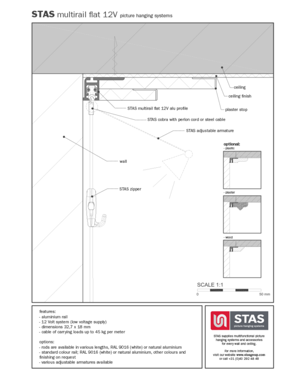 Zavesný systém s osvetlením | STAS MULTIRAIL FLAT | 200-300cm – Obrázok 8