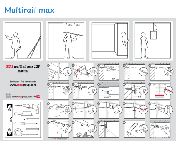 Závesný systém s osvetlením | STAS MULTIRAIL MAX | biely | 200-300cm – Obrázok 11